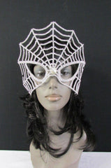 Silver Metal Full Big Spider Web Costume Face Mask Halloween Carnival