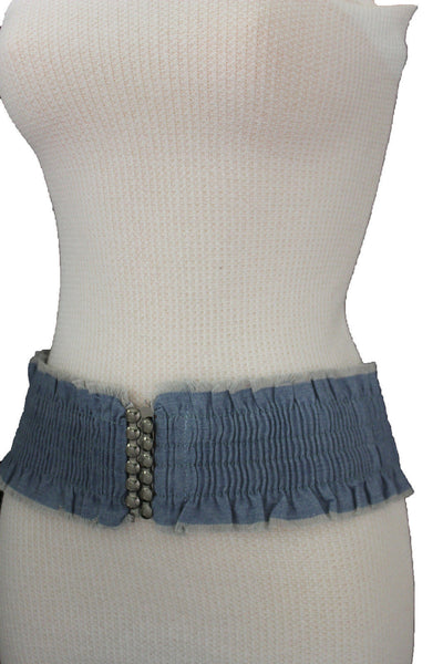 Black Light Blue Dark Blue Denim Stretch Fabric Elastic Hip High Waist Belt + Fringes New Women Fashion Accessories S M - alwaystyle4you - 35