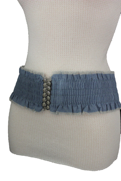 Black Light Blue Dark Blue Denim Stretch Fabric Elastic Hip High Waist Belt + Fringes New Women Fashion Accessories S M - alwaystyle4you - 36