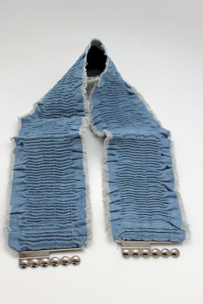 Black Light Blue Dark Blue Denim Stretch Fabric Elastic Hip High Waist Belt + Fringes New Women Fashion Accessories S M - alwaystyle4you - 29