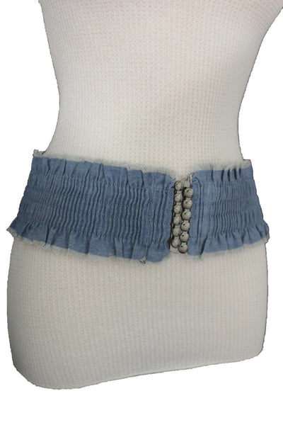 Black Light Blue Dark Blue Denim Stretch Fabric Elastic Hip High Waist Belt + Fringes New Women Fashion Accessories S M - alwaystyle4you - 30
