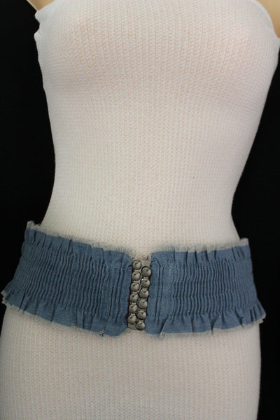 Black Light Blue Dark Blue Denim Stretch Fabric Elastic Hip High Waist Belt + Fringes New Women Fashion Accessories S M - alwaystyle4you - 32