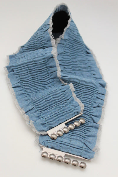 Black Light Blue Dark Blue Denim Stretch Fabric Elastic Hip High Waist Belt + Fringes New Women Fashion Accessories S M - alwaystyle4you - 34