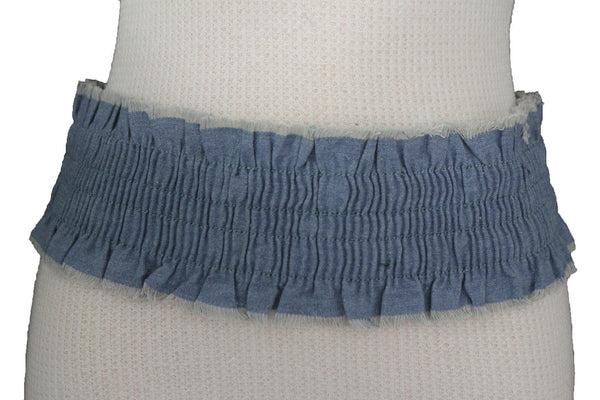 Black Light Blue Dark Blue Denim Stretch Fabric Elastic Hip High Waist Belt + Fringes New Women Fashion Accessories S M - alwaystyle4you - 37