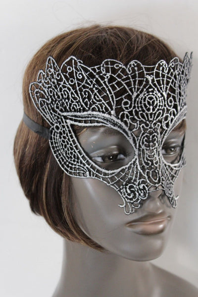 Black Fabric Half Face Eye Costume Mask Halloween Fun Party Women Men Accessories