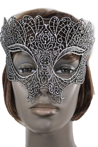 Black Fabric Half Face Eye Costume Mask Halloween Fun Party Women Men Accessories