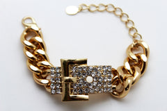 Gold Metal Shinny Chains Bracelet Rhinestones Buckle Beads New Women Fashion Jewelry Accessories - alwaystyle4you - 3