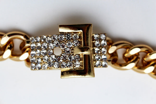 Gold Metal Shinny Chains Bracelet Rhinestones Buckle Beads New Women Fashion Jewelry Accessories - alwaystyle4you - 9