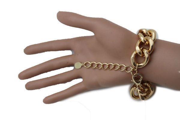 Gold Metal Shinny Chains Bracelet Rhinestones Buckle Beads New Women Fashion Jewelry Accessories - alwaystyle4you - 12