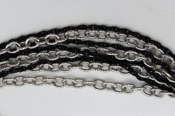 Silver Black Metal Chain Link Bracelet Thick Thin  8 Strand New Women Fashion Jewelry Accessories - alwaystyle4you - 8