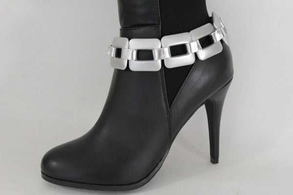 Gold Silver Boot Bracelet Shoe Anklet Thick Chain Links Chunky Big Squares Charm Women Accessories