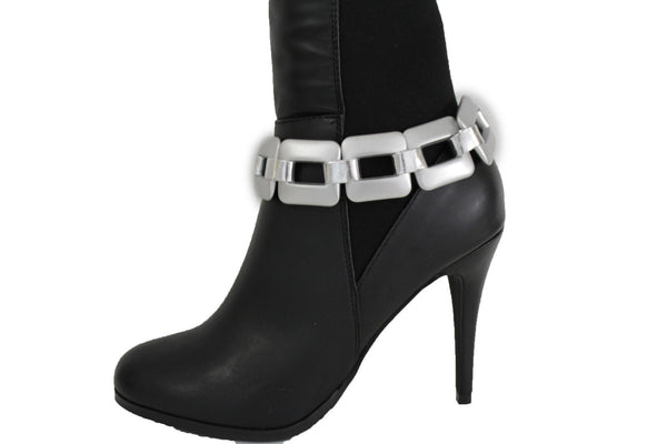 Gold Silver Boot Bracelet Shoe Anklet Thick Chain Links Chunky Big Squares Charm Women Accessories