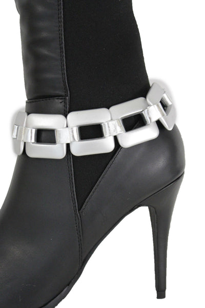 Gold Silver Boot Bracelet Shoe Anklet Thick Chain Links Chunky Big Squares Charm Women Accessories