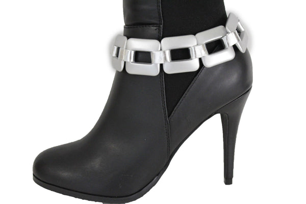 Gold Silver Boot Bracelet Shoe Anklet Thick Chain Links Chunky Big Squares Charm Women Accessories