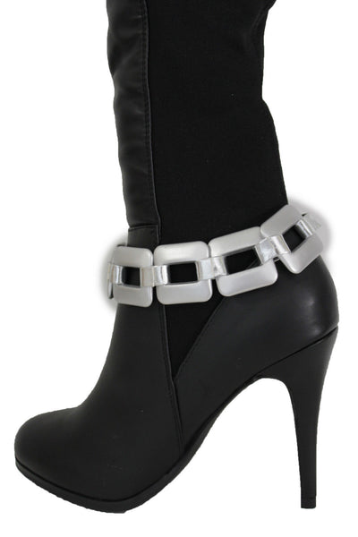 Gold Silver Boot Bracelet Shoe Anklet Thick Chain Links Chunky Big Squares Charm Women Accessories