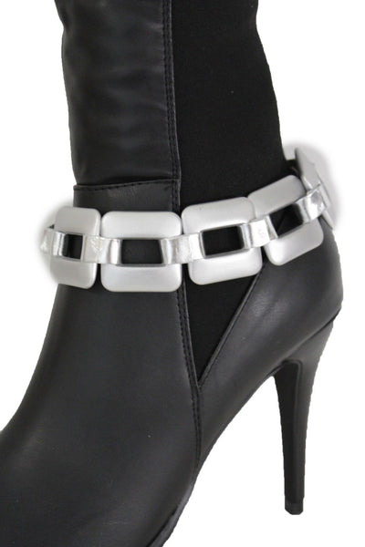 Gold Silver Boot Bracelet Shoe Anklet Thick Chain Links Chunky Big Squares Charm Women Accessories