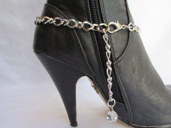 Silver Boot Metal Chain Strap Bling Big Cross Western Anklet Shoe Charm New Women Accessories