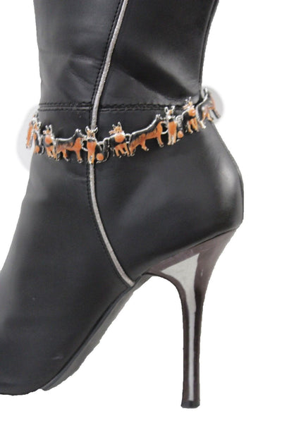 Silver Metal Chain Anklet Heel Shoe Brown Dogs Pet Charm Jewelry Boot Bracelet New Women Accessories