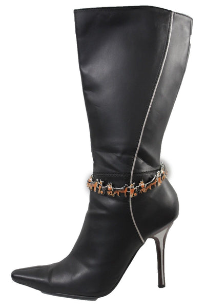 Silver Metal Chain Anklet Heel Shoe Brown Dogs Pet Charm Jewelry Boot Bracelet New Women Accessories