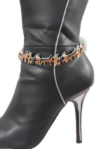 Silver Metal Chain Anklet Heel Shoe Brown Dogs Pet Charm Jewelry Boot Bracelet New Women Accessories
