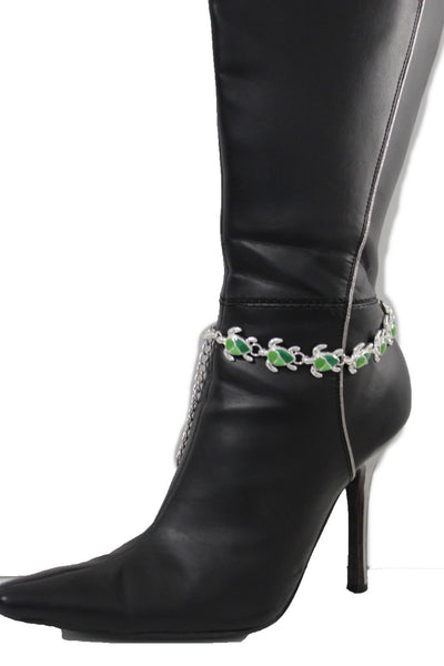 Silver Metal Boot Chain Bracelet Anklet Shoe Bling Mini Turtle Charm Nautical Women Hot Fashion