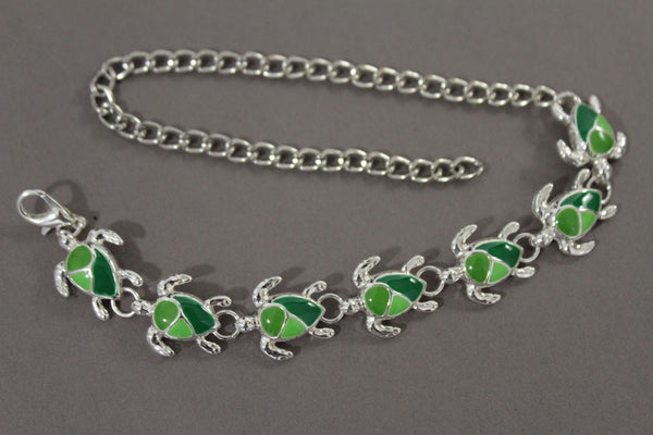 Silver Metal Boot Chain Bracelet Anklet Shoe Bling Mini Turtle Charm Nautical Women Hot Fashion
