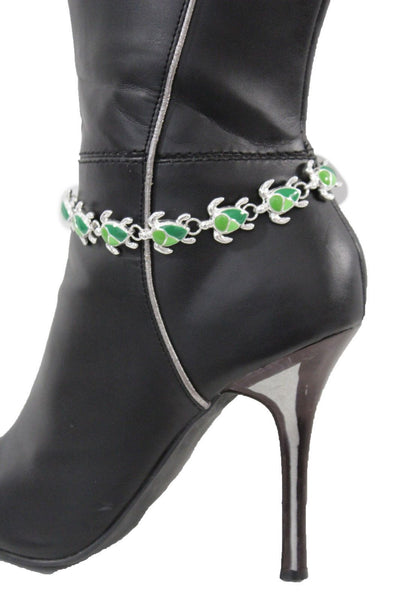 Silver Metal Boot Chain Bracelet Anklet Shoe Bling Mini Turtle Charm Nautical Women Hot Fashion