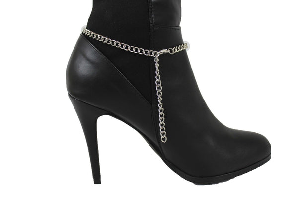 Hot Women New Silver Chain Boot Bracelet Anklet Shoe Charm Ethnic Beads Jewelry Fringes