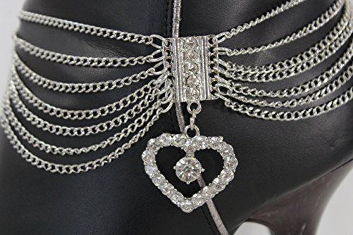 Gold Silver Metal Boot Chain Bracelet Anklet Shoe Heart Charm Love New Women Accessories