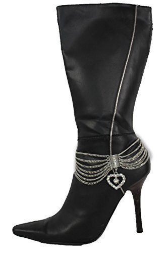 Gold Silver Metal Boot Chain Bracelet Anklet Shoe Heart Charm Love New Women Accessories