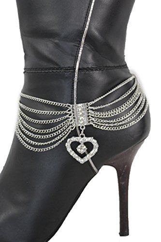 Gold Silver Metal Boot Chain Bracelet Anklet Shoe Heart Charm Love New Women Accessories