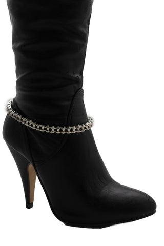 Silver Metal Boot Chains Bracelet Motorcycle Bling Anklet Charm Biker Shoe Women Jewelry Accessories