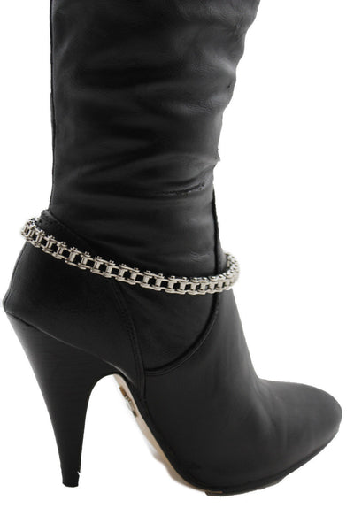 Silver Metal Boot Chains Bracelet Motorcycle Bling Anklet Charm Biker Shoe Women Jewelry Accessories