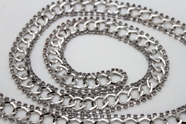 Silver Metal Chain Narrow Hip High Waist Dressy Flirty Belt New Women Fahsion Accessories S M