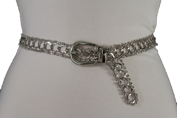 Silver Metal Chain Narrow Hip High Waist Dressy Flirty Belt New Women Fahsion Accessories S M