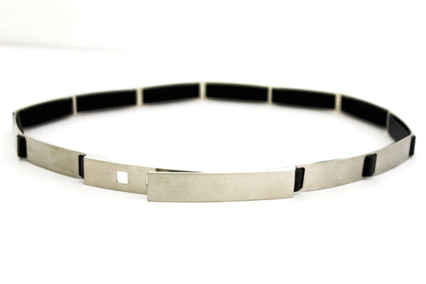 Silver Metal Multi Plates Hip Waist Narrow Skinny Belt Long Buckle New Women Fashion Accessories S M - alwaystyle4you - 5