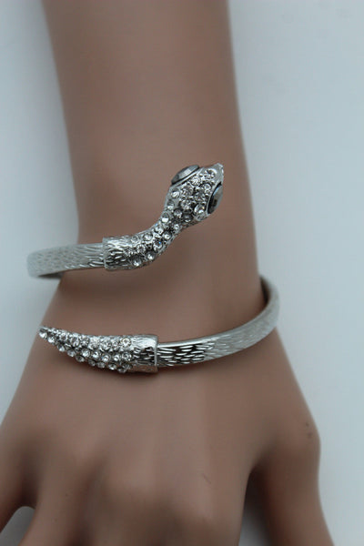 Gold / Silver Metal Narrow Cuff Bracelet Wrap Around Snake Bangle New Women Fashion Jewelry Accessories - alwaystyle4you - 5