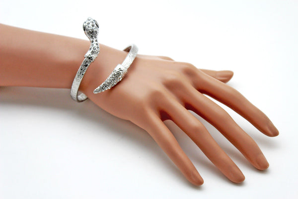 Gold / Silver Metal Narrow Cuff Bracelet Wrap Around Snake Bangle New Women Fashion Jewelry Accessories - alwaystyle4you - 8