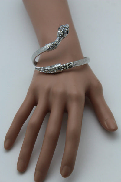 Gold / Silver Metal Narrow Cuff Bracelet Wrap Around Snake Bangle New Women Fashion Jewelry Accessories - alwaystyle4you - 9