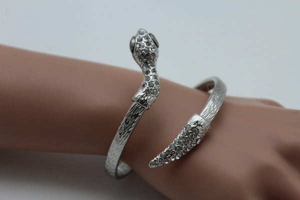 Gold / Silver Metal Narrow Cuff Bracelet Wrap Around Snake Bangle New Women Fashion Jewelry Accessories - alwaystyle4you - 11