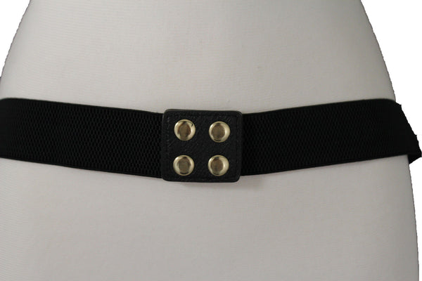 Black Leather Stretch Western Belt Cross State USA Flag New Women Fashion Accessories S M