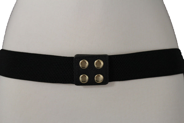 Black Faux Leather Stretch Turquoise Cross Flowers Indian Western Belt Women Accessories S-M