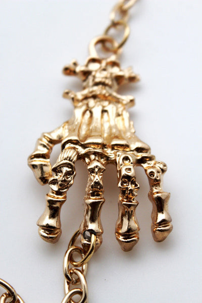 New Women Western Halloween  Boot Bracelet Gold Chains Bling Anklet Shoe Charm Skull Bones Hand