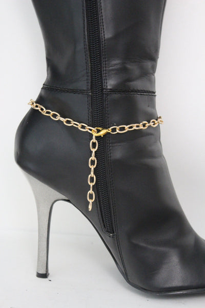 New Women Western Halloween  Boot Bracelet Gold Chains Bling Anklet Shoe Charm Skull Bones Hand