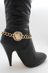 Gold Metal Boot Bracelet Chain Greece Coin Bling Anklet Shoe Charm Women Western Hot Fashion Accessories - alwaystyle4you - 1