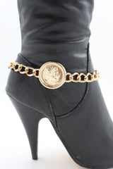 Gold Metal Boot Bracelet Chain Greece Coin Bling Anklet Shoe Charm New Women Western Hot Fashion Accessories - alwaystyle4you - 4