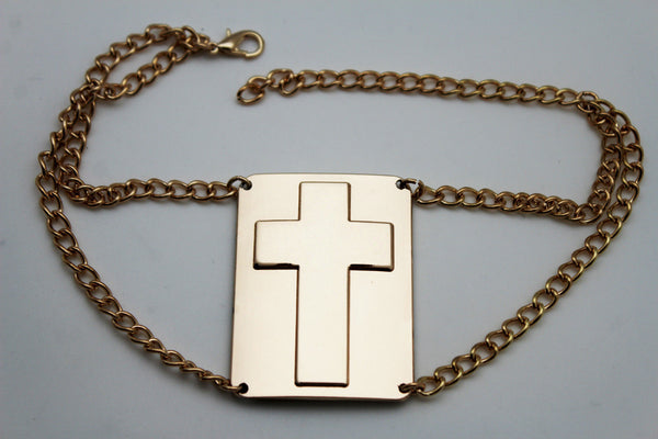 Gold Metal Boot Chain Links Bracelet Big Cross Plate Anklet Shoe Charm New Women Fashion Accessories