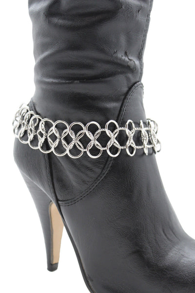 Gold / Silver Metal Boot Bracelet Chain Link Wide Bling Anklet Shoe Charm New Women Western Style - alwaystyle4you - 13