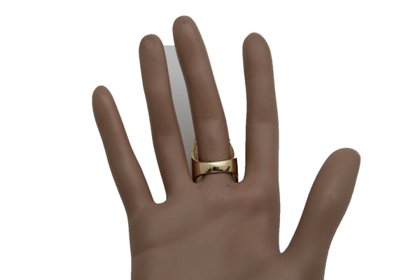 Women Long Gold Metal Fashion Jewelry Ring Warrior War Face Helmet Fits Size 7.5 Bling Style
