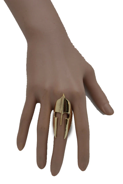 Brand New Women Long Gold Metal Fashion Jewelry Ring Warrior War Face Helmet Fits Size 7.5